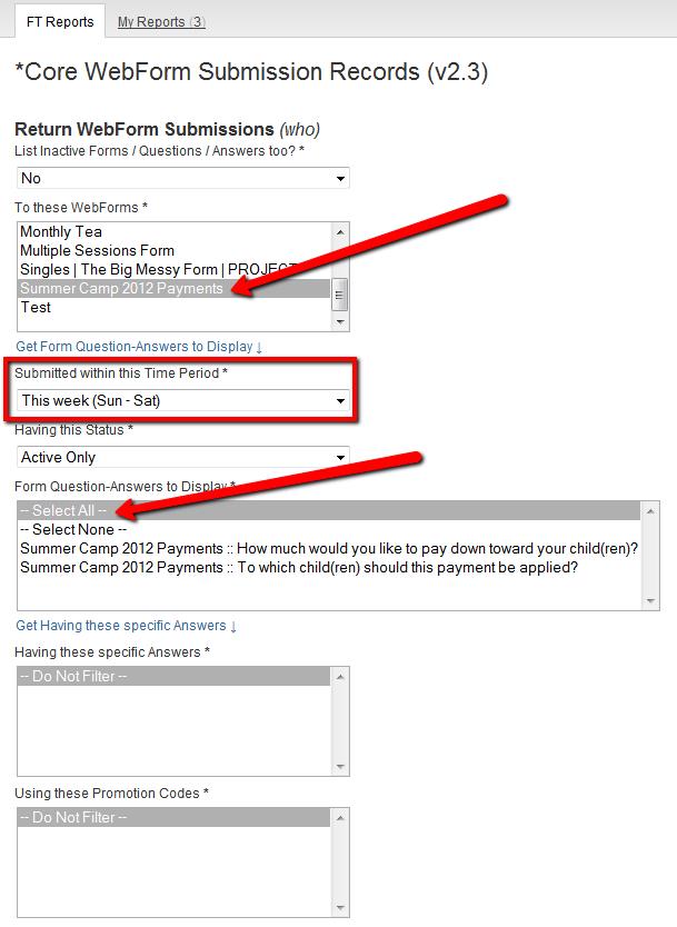 M6023 Core WebForm Submissions Selections
