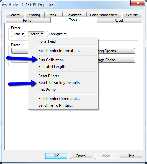 godex dt4 failed to get data from printer